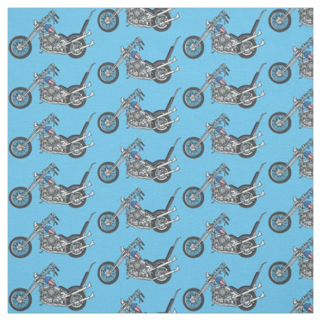 Chopper Motorcycle 1950 cartoon illustration Fabric (Swatch)