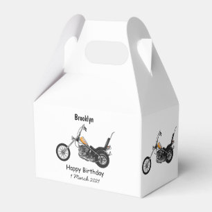 Chopper Motorcycle 1950 cartoon illustration Favor Box