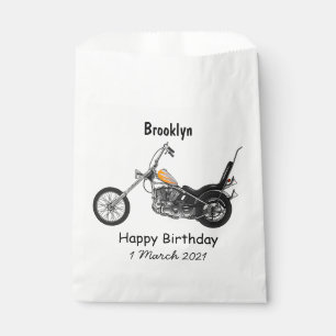 Chopper Motorcycle 1950 cartoon illustration Favour Bag