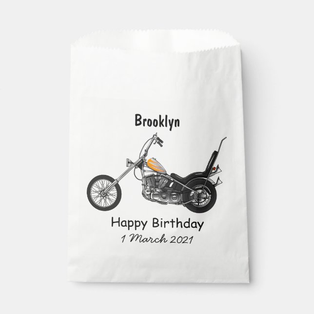 Chopper Motorcycle 1950 cartoon illustration Favour Bag (Front)