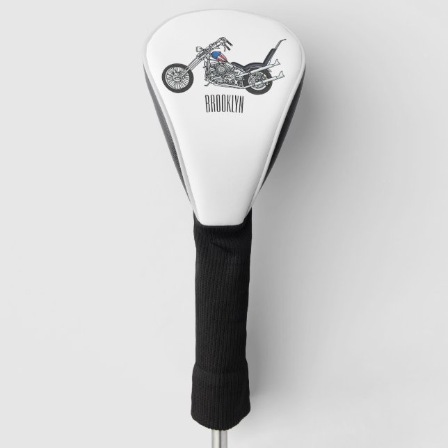 Chopper Motorcycle 1950 cartoon illustration Golf Head Cover (Front)