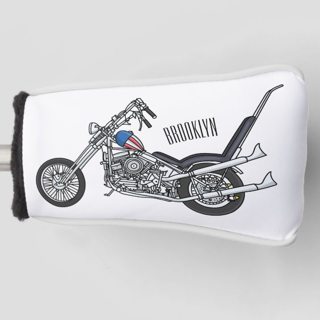 Chopper Motorcycle 1950 cartoon illustration  Golf Head Cover (Front)