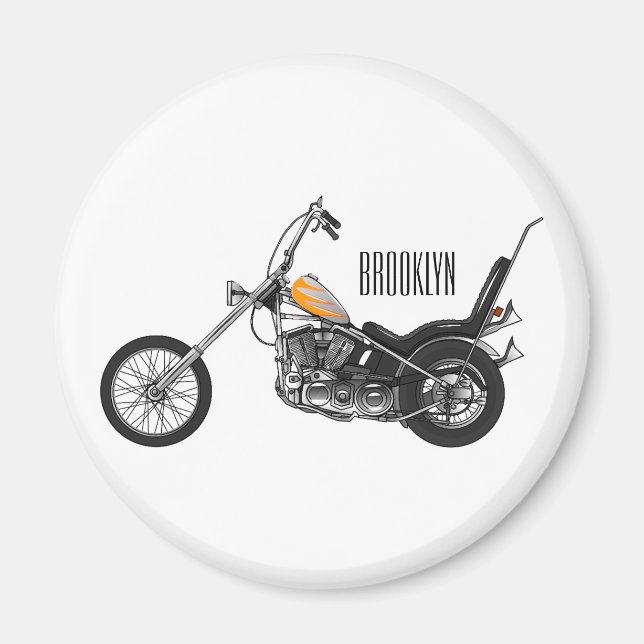 Chopper Motorcycle 1950 cartoon illustration Magnet (Front)