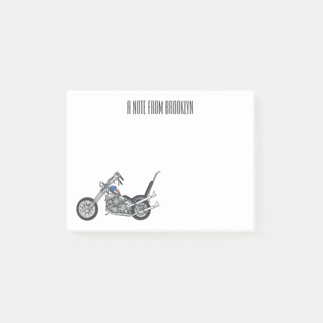 Chopper Motorcycle 1950 cartoon illustration Post-it Notes (Front)