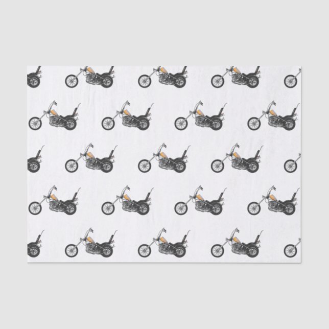 Chopper Motorcycle 1950 cartoon illustration Tissue Paper (Front)