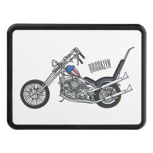 Chopper Motorcycle 1950 cartoon illustration Trailer Hitch Cover