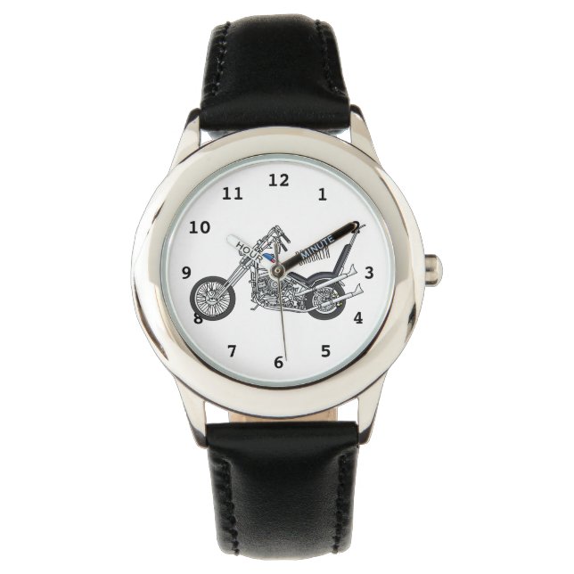 Chopper Motorcycle 1950 cartoon illustration Watch (Front)
