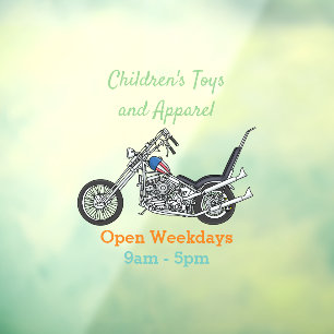 Chopper Motorcycle 1950 cartoon illustration Window Cling