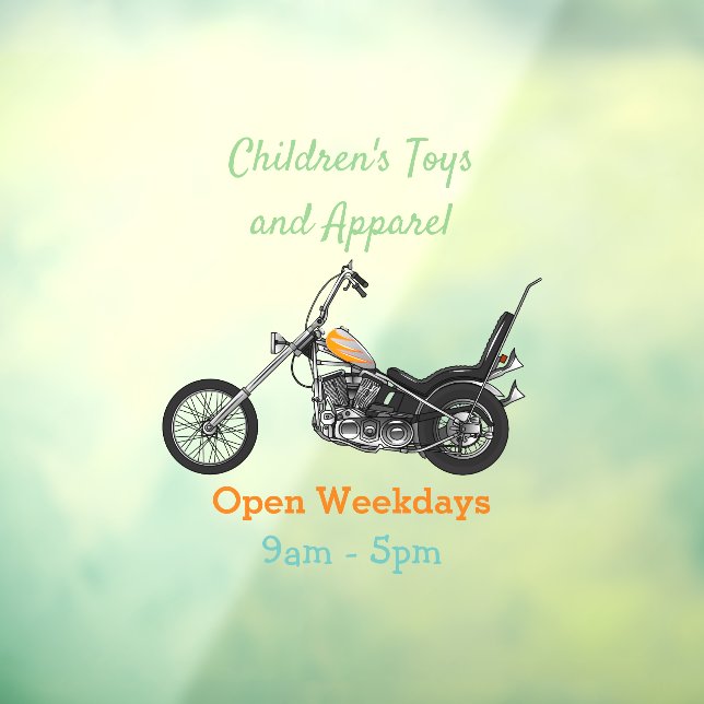 Chopper Motorcycle 1950 cartoon illustration Window Cling (Sheet 3)