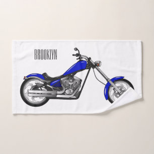 Chopper motorcycle cartoon illustration bath towel set