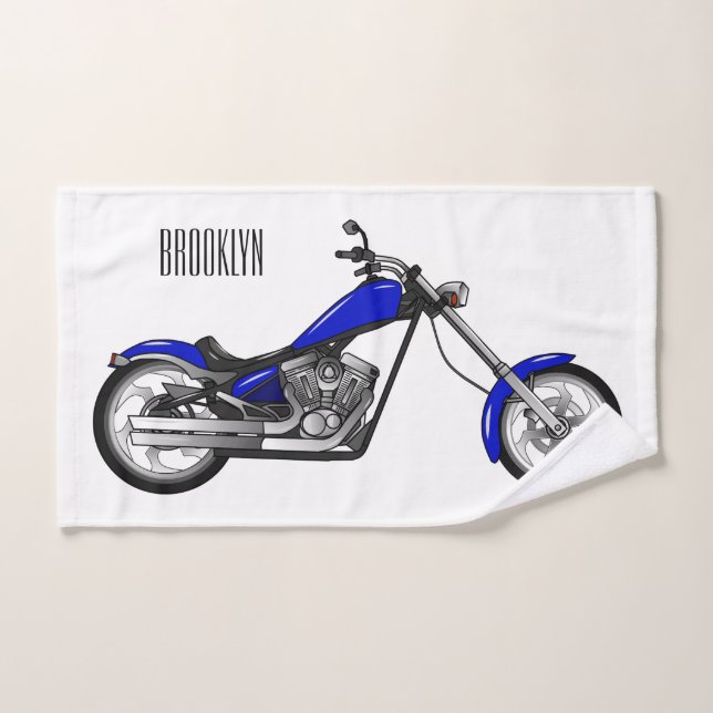 Chopper motorcycle cartoon illustration bath towel set (Hand Towel)