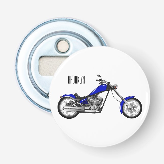 Chopper motorcycle cartoon illustration bottle opener (Front)