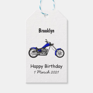 Chopper motorcycle cartoon illustration gift tags