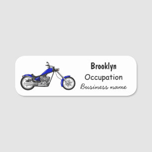 Chopper motorcycle cartoon illustration name tag