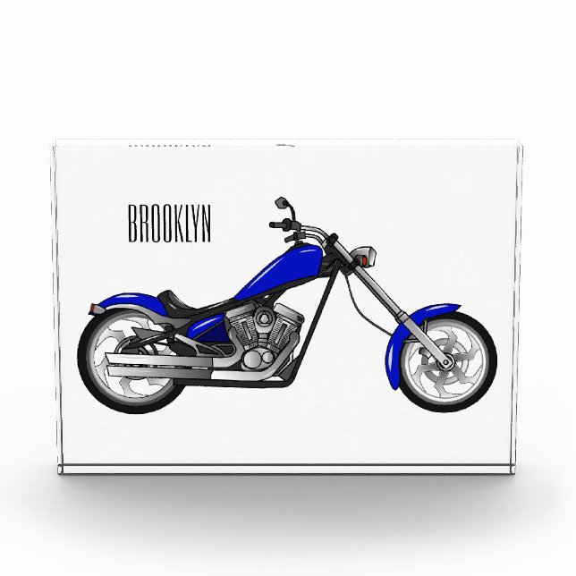 Chopper motorcycle cartoon illustration photo block (Front)