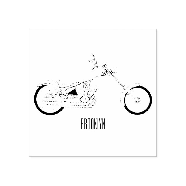 Chopper motorcycle cartoon illustration rubber stamp (Imprint)