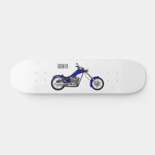 Chopper motorcycle cartoon illustration skateboard