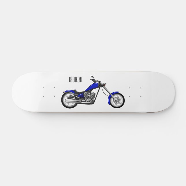 Chopper motorcycle cartoon illustration skateboard (Horz)