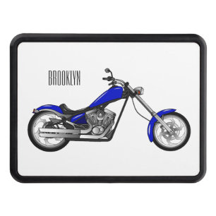 Chopper motorcycle cartoon illustration trailer hitch cover
