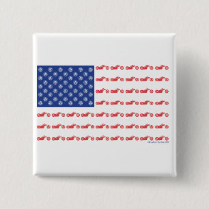 Chopper Motorcycle Patriotic Flag 2 Inch Square Button