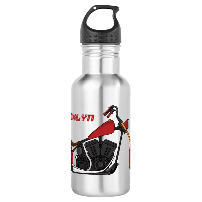 Chopper style motorcycle illustration 532 ml water bottle (Front)