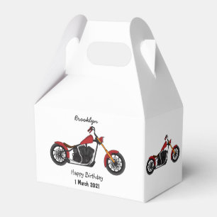 Chopper style motorcycle illustration favor box