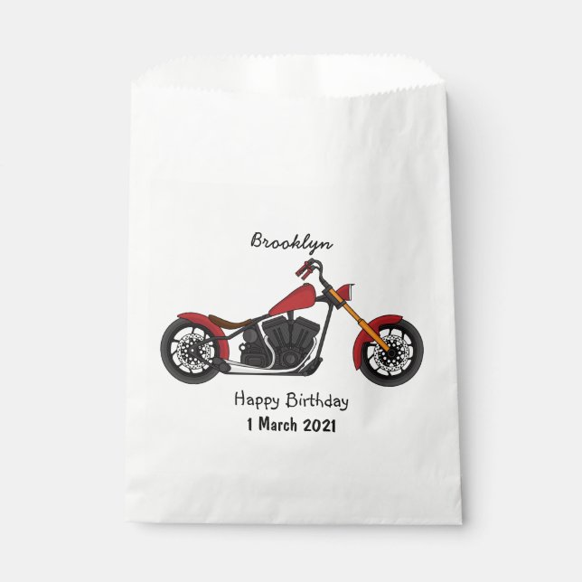 Chopper style motorcycle illustration favour bag (Front)