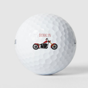 Chopper style motorcycle illustration golf balls