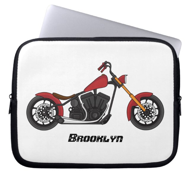 Chopper style motorcycle illustration laptop sleeve (Front)