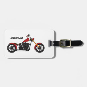 Chopper style motorcycle illustration luggage tag