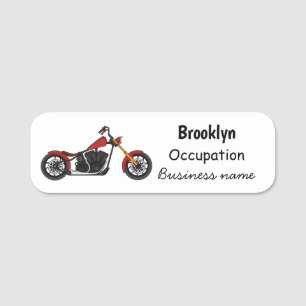 Chopper style motorcycle illustration name tag