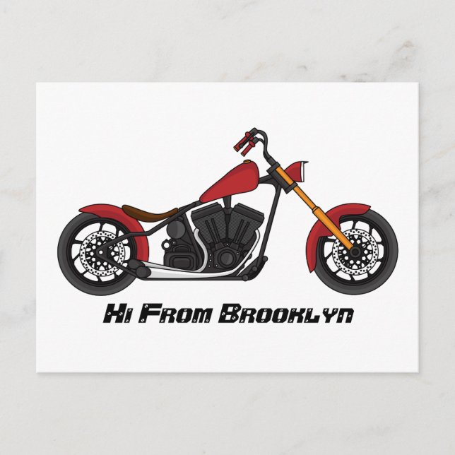 Chopper style motorcycle illustration postcard (Front)