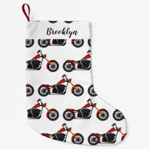 Chopper style motorcycle illustration small christmas stocking