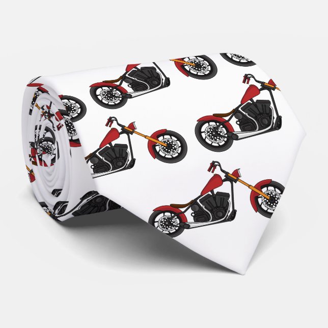 Chopper style motorcycle illustration tie (Rolled)