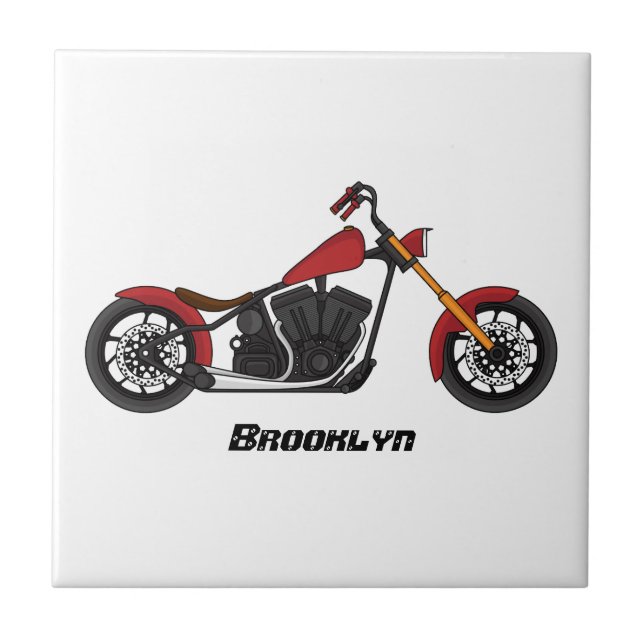 Chopper style motorcycle illustration tile (Front)