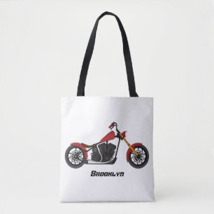 Chopper style motorcycle illustration tote bag