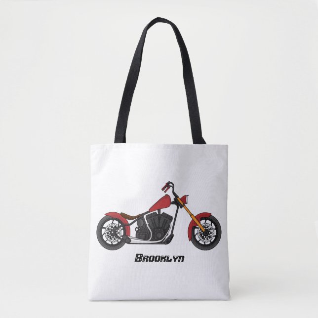 Chopper style motorcycle illustration  tote bag (Front)