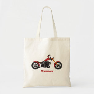 Chopper style motorcycle illustration tote bag