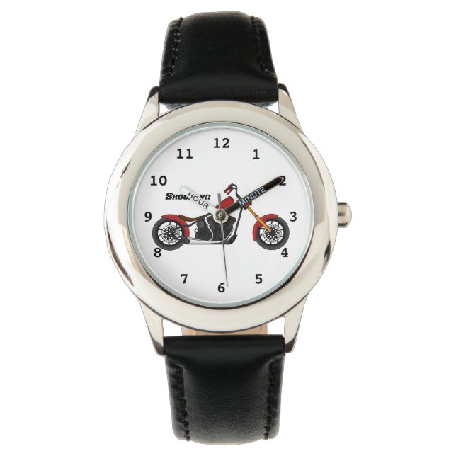 Chopper style motorcycle illustration watch (Front)