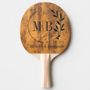 Chopping Block Leaf Wedding Monogram Ping Pong Paddle