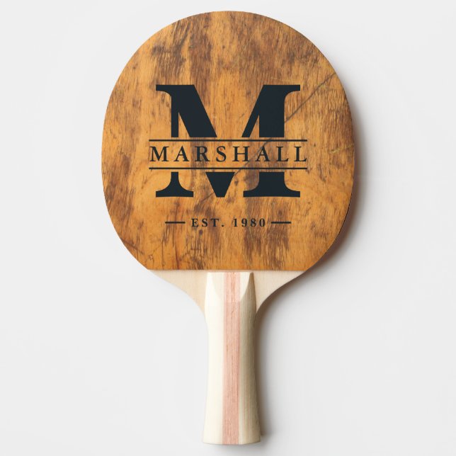 Chopping Block Monogram & Name Overlay Ping Pong Paddle (Front)