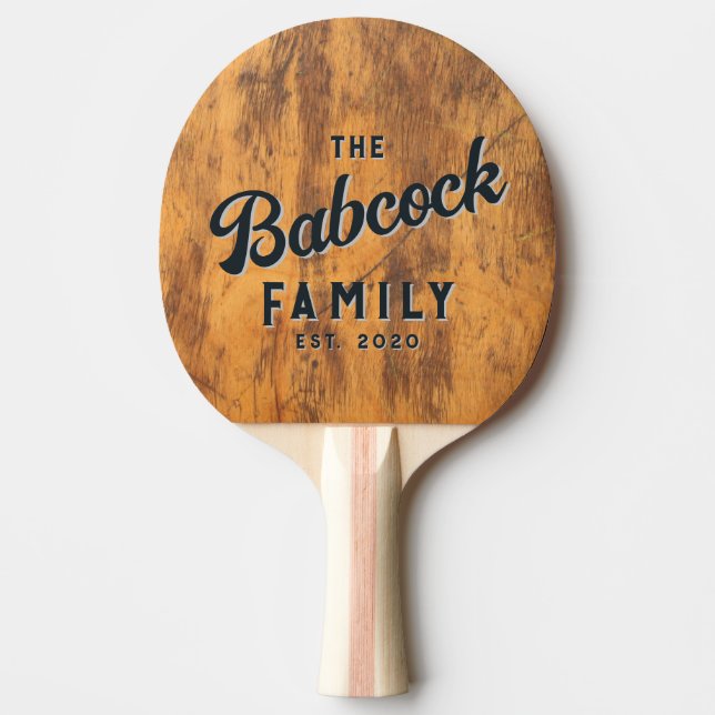 Chopping Block Retro Family Name & Year Ping Pong Paddle (Front)