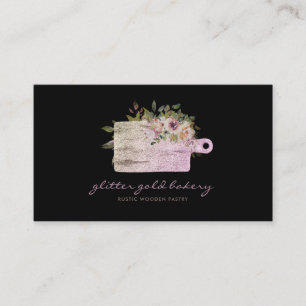 Chopping Board rose gold glitter bakery cooking Business Card