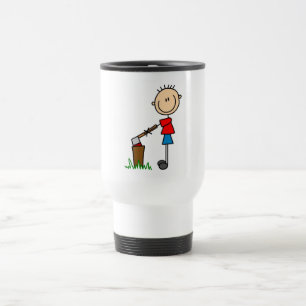 Chopping Wood Stick Figure Tshirts and Gifts Travel Mug