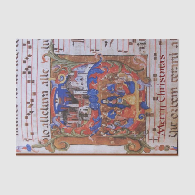 CHORAL MUSIC CHRISTMAS PARCHMENT WITH SAINTS TISSUE PAPER (Front)