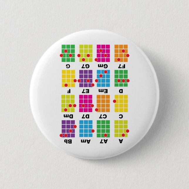 Chord Cheat Tee White 2 Inch Round Button (Front)