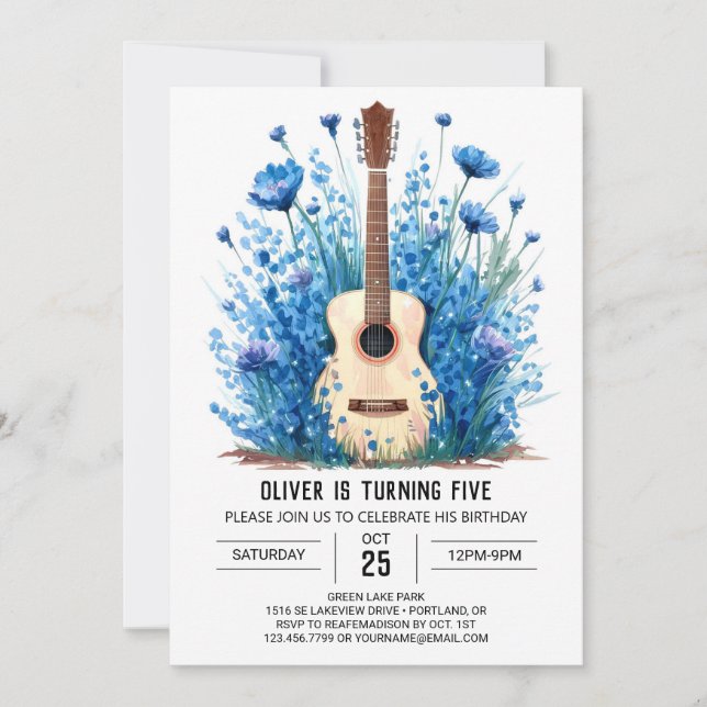 Chord Classical Guitar Boy Birthday Invitation (Front)