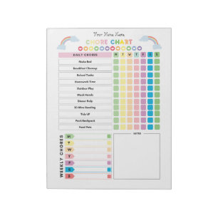 Chore Chart Custom Notepad for Kids & To Do List