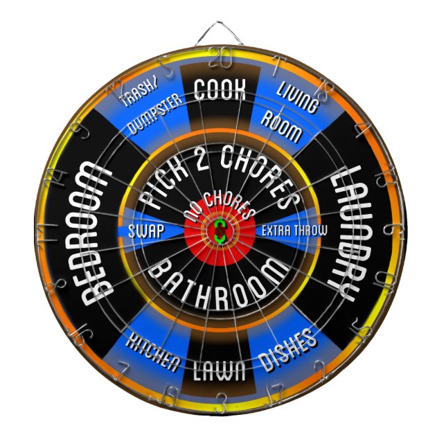 Chore Chart List Dart Board, Fun Chore list game Dartboard (Front)