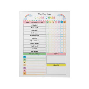 Chore Chart Notepad for Kids & To Do List/Rewards
